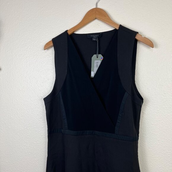 AllSaints Echo Sleeveless Bodycon Fitted Mini Dress Black NWT Women’s Size L - Picture 3 of 8